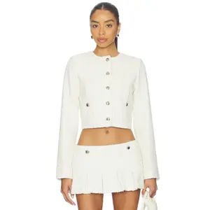 GUIZIO Patch Pocket Crop Jacket in Snow White