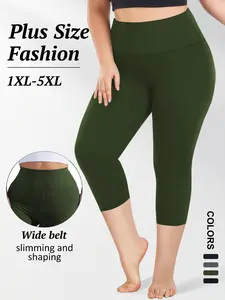Women's Plus Size High Waist Slim Fit Pants, High Stretch Soft Fabric, Abdominal Control, Curvy Beauty, Summer Daily Wear