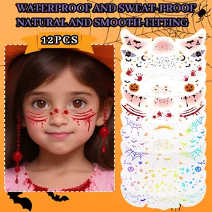 Face Glitter Freckles Makeup Patches - 12 Count, 2 Sets Halloween Makeup Stickers Cute Sparkling Fake Freckles Stickers for Women Festivals, Concerts, Parties, and Cosplay -Cosmetic Glitter-12 Optional Designs