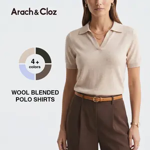 Arach&Cloz Womens Soft Wool Blend Polo Sweater Top Short Sleeve Chic Summer Outfit SummerVibes 2026
