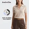 Arach&Cloz Women's Soft Wool Blend Polo Sweater Shirts Women Top Short Sleeve Chic Early Fall Outfits SummerVibes 2026 Fall And Winter Layering Womenswear Basic