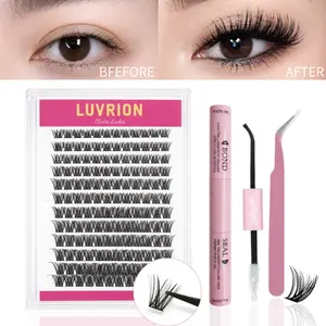 144PCS False Eyelashes Set 8-16mm, with 2-in-1 Lash Glue & Tweezers, Fluffy Natural LookbEasy to Apply, Eye Makeup Cosmetics