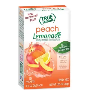 True Lemon Peach Lemonade 20 count (Pack of 2) - Drink Mix - No Artificial Sweeteners, Low Calorie - Powdered Drink Mixes & Flavors - Water Flavor Packets & Water Enhancer with Stevia