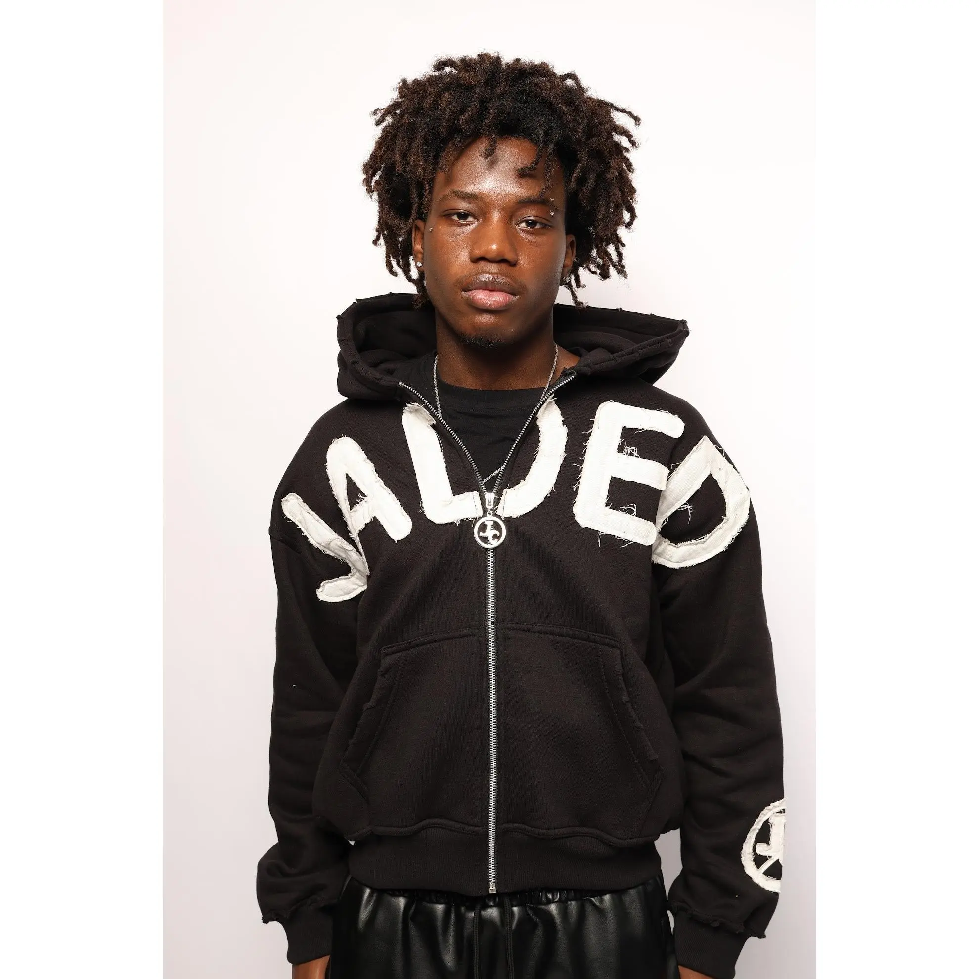 BLACK DISTRESSED HOODIE