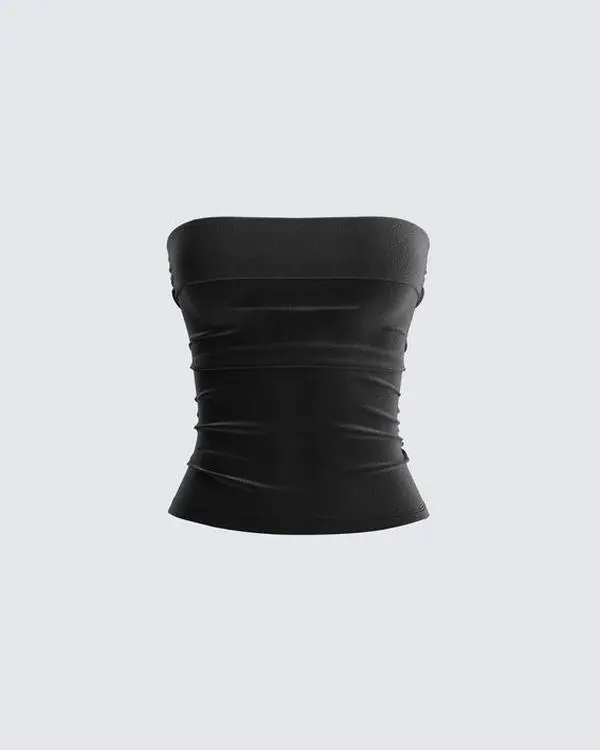 Basic Black Velvet Tube Top with Fit Form for Ladies - Lady Sleeveless Underwear Comfort Minimalist Bridal Womenswear