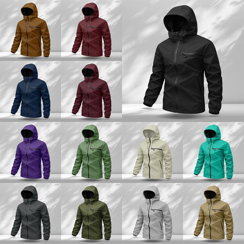 Men's casual hooded jacket with multiple pockets, tactical waterproof, windproof, and abrasion-resistant surface design, suitable for outdoor exploration, mountain climbing, and everyday casual wear, suitable for wearing throughout all four seasons Coats