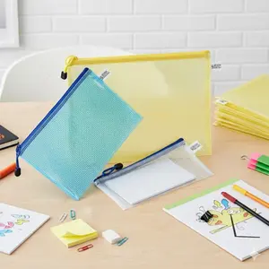 Waterproof Mesh Document Pouch with Thick Plastic Zipper, Multi-Size Clear File Organizer, Reusable Spill-Proof Folder for Durable Storage - Ideal for School, Office, Travel & Home Organization, Office Supplies