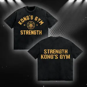 [KONG GYM] KONG'S GYM STRENGTH Oversized Washed T-Shirt Men Workout Fitness Shirt, Gym Apparel, Workout Wear, Training Men's Top, Aesthetic Shirt, Discipline, Strength, Focus
