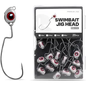 OJY&DOIIIY Fish Eye Swimbait Jig Heads, 12/20 Pack Weighted Hooks for Texas Rig or Ned Rig Fishing 1/8 3/16 1/4 3/8 oz
