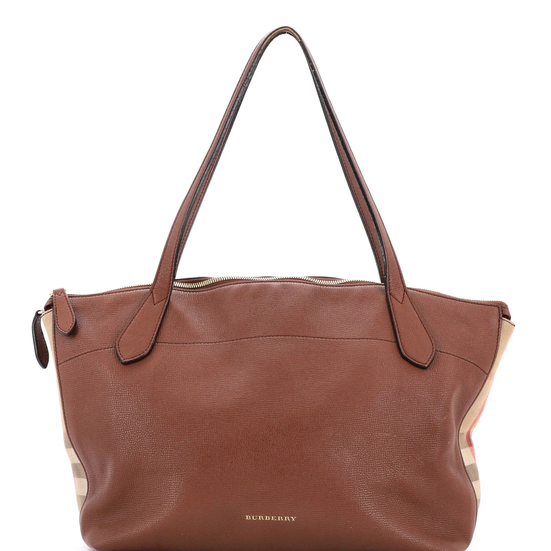 Pre-owned BURBERRY Leather Tote Bags REBAG Welburn Tote and House Check Canvas Medium by Rebag
