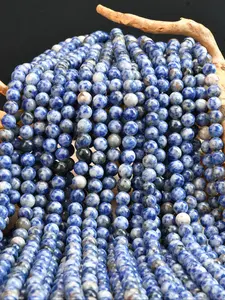 1 Strand Natural Blue Point Stone Beads DIY Jewelry Making Materials, 15 Inch Craft Supplies, Handmade Accessories, 4-12mm Gemstone Beads