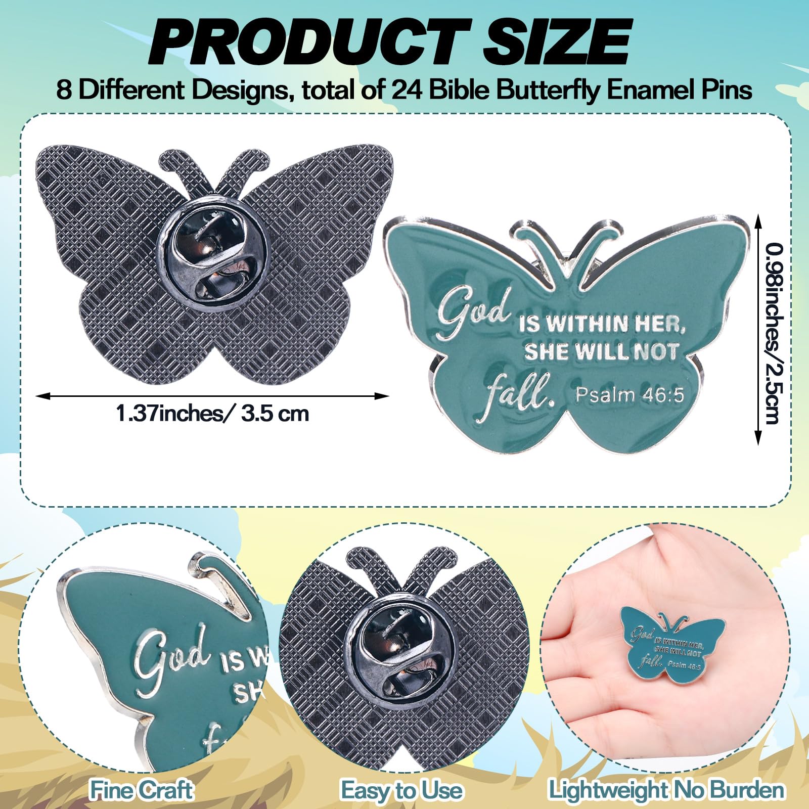 24Pcs Easter Bible Verses Pins Christian Gift for Women Girl Men Religious Enamel Lapel Pins Badges Gift Bulk for Easter Basket Stuffers Easter Egg Filllers Church Sunday School Prizes Easter Party Favors for Decors Clothes Bags Jeans