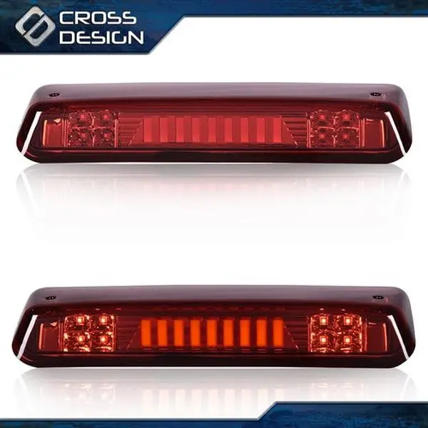 CROSSDESIGN Red LED Third Tail Brake Light Cargo Lamp with LED Backlights, Wiring Harness, Plug-and-Play Easy Install, Energy Efficient for 2004-2008 Ford F-150 Trucks, Lincoln, Bolt-On