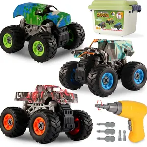 Electric Assembly Car Truck Toy for Kids, Includes Drill, DIY Construction Set, Storage Box, Stem Learning Toy for Ages 3+, Boys and Girls