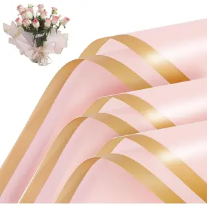 20 Sheets Flower Wrapping Paper -  Floral Bouquet Wrapping Paper, DIY Craft Packaging, Florist Supplies Packaging for Wedding Birthday , 22.8x22.8 inch (Pink)