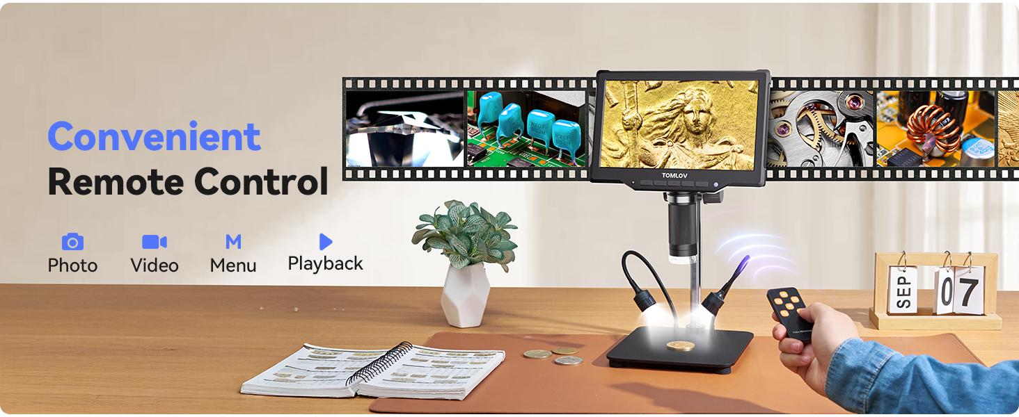 TOMLOV DM10 10.1" Digital Microscope: 1080P 1200X HD IPS Coin Microscope Magnifier for Error Coins with Light, 16MP LCD Soldering Microscopes for Adults with Screen, PC View, 32GB