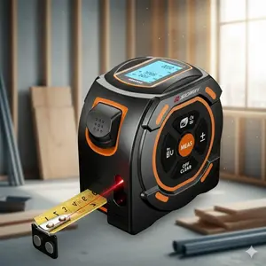Portable Digital Laser Distance Measurer & Tape Measure 2-in-1 Tool for DIY Home Improvement, Woodworking, Construction - Accurate Area/Volume/Pythagoras Calculation, Switchable Metric/Imperial Units, Indoor/Outdoor Handheld Electronic Measuring Device.