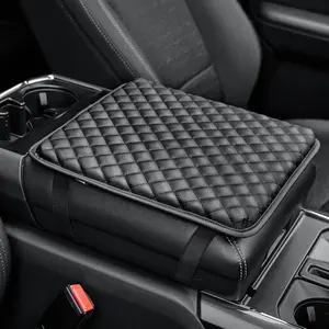 Center Console Cover for Full Size Truck, Leather Armrest Cover, Middle Console Cover Lid, Car Arm Rest Cushion Pad, Black Car Accessories