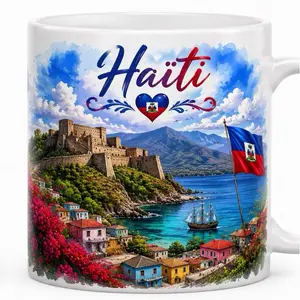 Haiti 11 oz Coffee Mug – Haitian Pride Design with Flag and Caribbean Artwork | Gift for Haitians