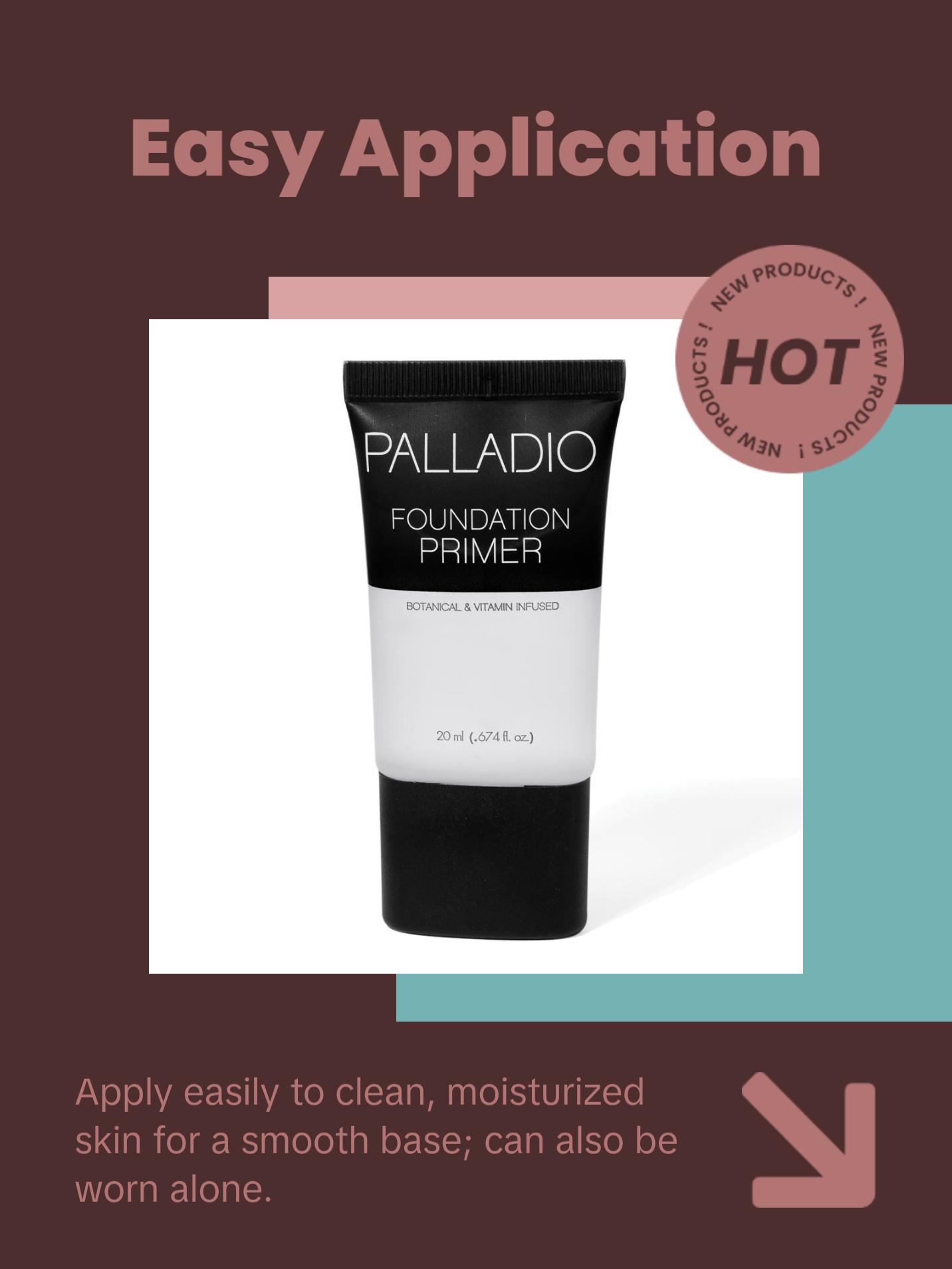 Palladio Foundation Primer, Lightweight and Velvety Primer with Aloe Vera and Chamomile, Wear Alone or As Foundation Base, Minimizes Fine Lines and Pores, Helps Makeup Last Longer, 0.674 oz Palladio Foundation Primer, Lightweight and Velvety Primer with Aloe Vera and Chamomile, Wear Alone or As Foundation Base, Minimizes Fine Lines and Pores, Helps Makeup Last Longer, 0.674 oz