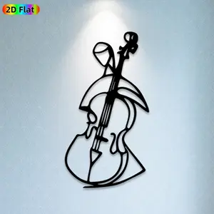 1pc Cello Metal Wall Art, Artistic Cello Statue Mural, Ideal Gift for New Year, Christmas, Music Decor Enthusiasts, Rust-Resistant Metal Wall Decor Wall Sculptures, Perfect for Living Room Wall & Garden Fence, Stylish Indoor & Outdoor Decor Accent