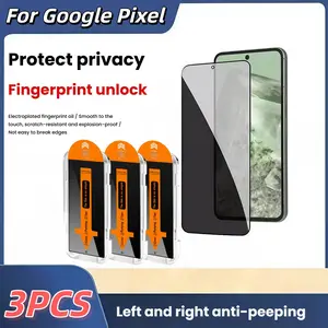 3-Pack Privacy Tempered Glass Cellphone Screen Protector for Google Pixel Series, Supports Ultrasonic Fingerprint Unlock, Bubble-Free, Easy Install