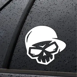 Skull Baseball Cap Decal Car Mirror Sticker, Mirror, Window Decorative Sticker, Vinyl Decal, Car Accessories