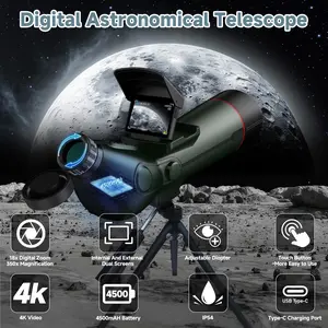 Smart Telescope, Professional Refractor Auto-focus Portable Digital Electronic Telescopes with 4K Astrophotography Camera, Internal And Externat Dual Screens Spotter for Adults and Beginners Astronomy