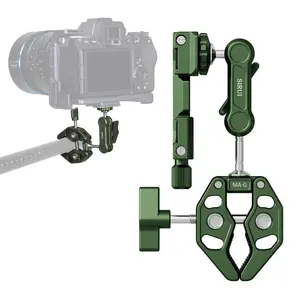 SIRUI Alien Series Camera Mount Clamp with Phone Holder, Flexible Magic Arm Super Clamp with 1/4"-20 Thread and 3/8"-16 Locating Hole for ARRI, Ball Head Mount for Camera Monitor and Bicycle, Green/Red