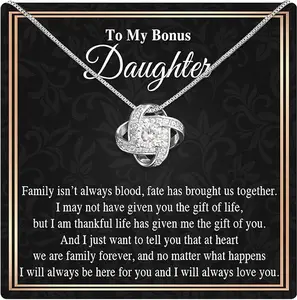 To My Bonus Daughter Gifts from Stepdad Stepmom Heartfelt Set Gifts, Lovely Message Card and Gift Box Valentines Birthday Gift for Her
