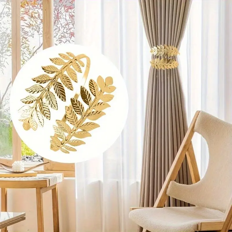 1 Piece/2 Pieces Elegant Metal Leaf Curtain Clips, Decorative Curtain Bands for Living Room, Bedroom, Office, Home Decoration