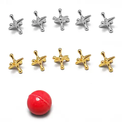 11pcs Retro Metal Jacks Game Set - Classic Nostalgic Toy with 10 Metal Jacks, 1 Ball, and Durable Construction