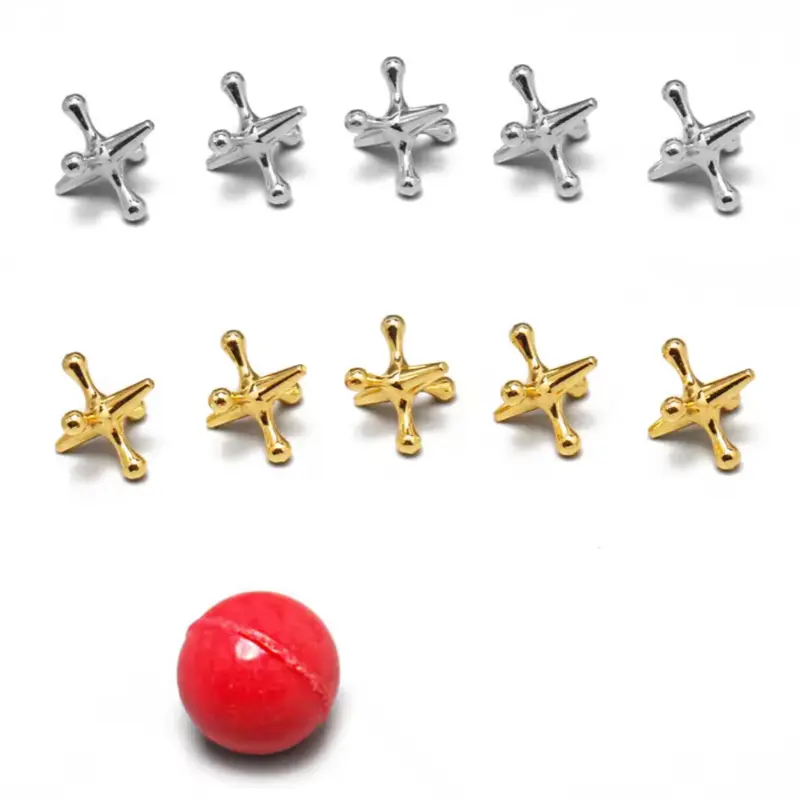 11pcs Retro Metal Jacks Game Set - Classic Nostalgic Toy with 10 Metal Jacks, 1 Ball, and Durable Construction