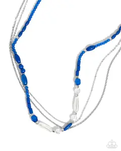 Basic Beading - Blue Beading Pearl Silver Necklace - Paparazzi
