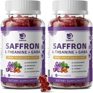 Lukaree 10-in-1 Saffron Gummies Supplement, 60-Day Supply, with L-Theanine 200mg, GABA, Ashwagandha, Turmeric, Lutein, Zeaxanthin & Astaxanthin, Sugar Free Vegan Berry Gummies, 2 Pack 120 Count