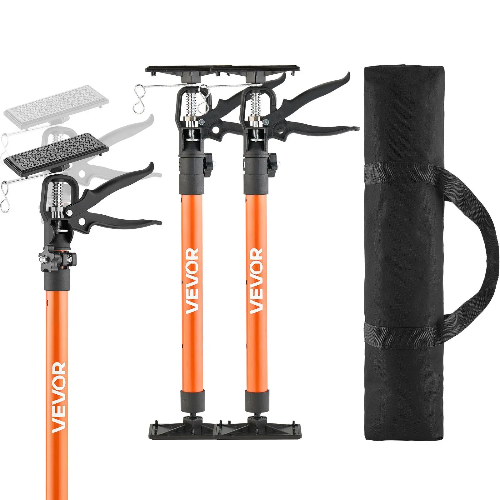 VEVOR Cabinet Jack Support Pole, 2-Pack, 20.8-45.3 Inch Steel Telescopic Quick Support Rod, Adjustable 3rd Hand System up to 154 lbs Capacity for Installing Cabinets, Lifting Drywall, Cargo Bars