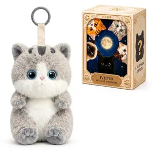 IVETTO Mystic Galaxy Kittens Vinyl Plush Keychain Blind Box Collectible Mystery Surprise Figure Cute Cat Bag Charm for Backpack Purse Accessories Home Decor Random Style One Box