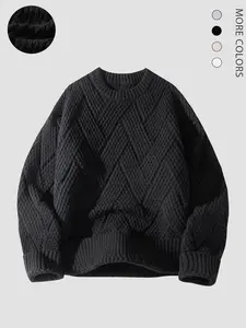 Men's Basic Fall Winter Round Neck Long Sleeve Knitwear, Casual Plain Pattern, Fitted Style, Ideal for Daily Commute & Outdoor Activities, Sweater