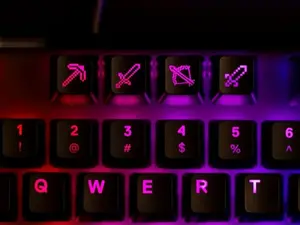 Minecraft Weapon Keycap Set, Artisan Keycaps, Custom Keys for Cherry MX Keyboard.