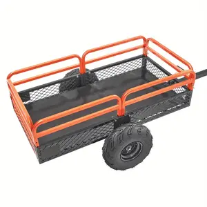 Heavy Duty Steel ATV Dump Trailer, 1500-Pound Load Capacity 15 Cubic Feet, Tow Behind Dump Cart Garden Trailer, with Removable Sides and 2 Tires, for Mowers, Tractors, ATV, UTV