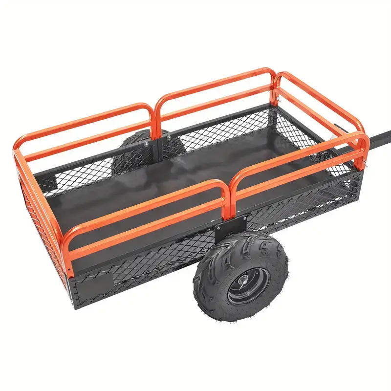 Heavy Duty Steel ATV Dump Trailer, 1500-Pound Load Capacity 15 Cubic Feet, Tow Behind Dump Cart Garden Trailer, with Removable Sides and 2 Tires, for Mowers, Tractors, ATV, UTV