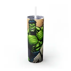 Hulk Skinny Tumbler with Straw, 20oz Bottle Drinkware