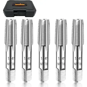 5- NPT Pipe Tap Set, Precision Carbon Steel NPT Tap Thread  Brill Bits Set for Clean Accurate Threads, 1/4" NPT Tap,  for Plumbers Mechanics DIYers, with Durable Plastic Case.