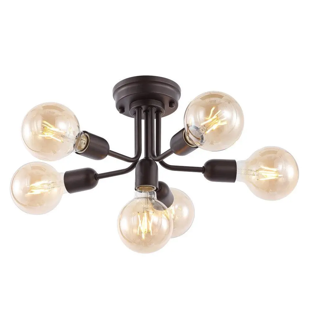 JONATHAN Y Marcel Globe Farmhouse Modern Iron Bistro LED Semi Flush Mount - Ambient Decoration Lamp, Atmosphere Lights, Ceiling Bulb Lamp for Living Room, Bedroom