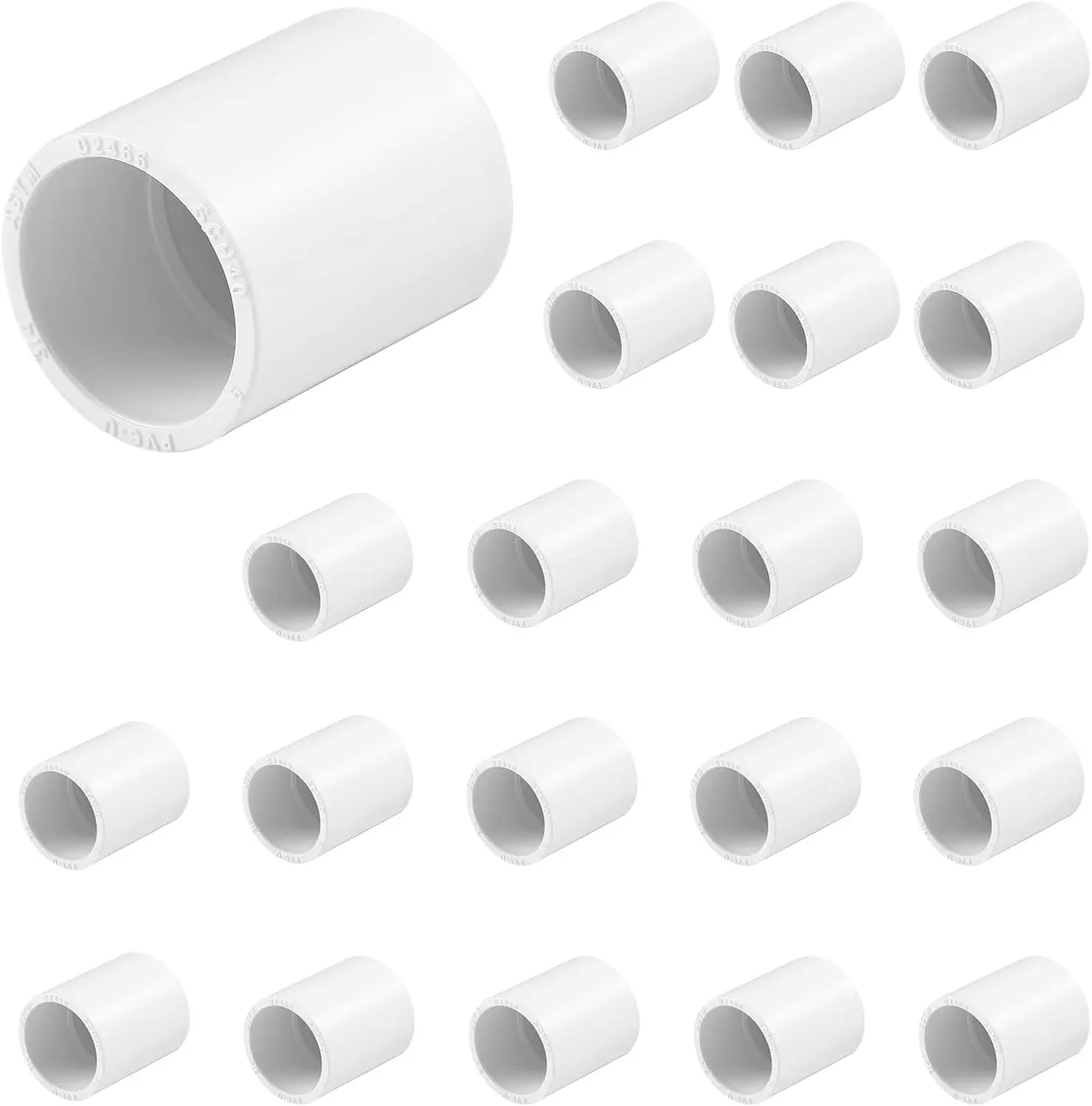 20 pcs 3/4" PVC Coupling Pipe Fittings (Socket x Socket) Schedule 40 PVC Fittings used For Plumbing and Irrigation