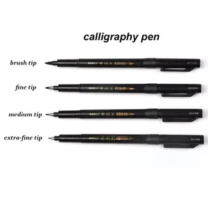 4-Pack Calligraphy Brush Set, Fine Medium Brushes, Signature Drawing Handwriting Art Brushes, Optional Ink, School Office Stationery