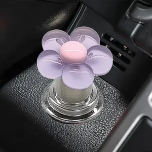 Flower  Push to Start Button Cover, Cute  Engine Start/Stop Joystick Covers, Universal  Button Key  Starter Cover  Interior Decoration Accessory for Women Girl()