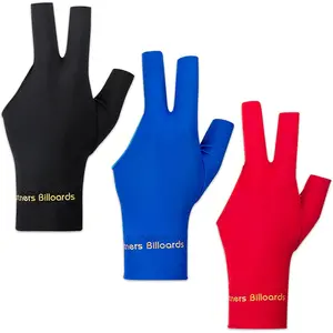 3 count Man Woman Elastic Lycra Left Hand 3 Fingers Billiard Cue Glove for Shooters Carom Pool Snooker Cue  Red&Blue&Black