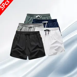 Men's 5-Pack Quick-Dry Athletic Shorts, Mens Clothing, Slim Fit Solid Color Breathable Style with Zippered Pockets, Drawstring Waist, Multi-Size, Suitable for Gym & Outdoor Daily Wear,summervibes