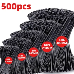 500-Pack Durable Nylon Self-Locking Cable Ties - Zip Ties in Various Sizes (300mm/250mm/200mm/150mm/100mm) for Home, Office, Garden, and Workshop Wire Cable Management - Indoor and Outdoor Use, Scratch & Bend Resistant, Home Organization